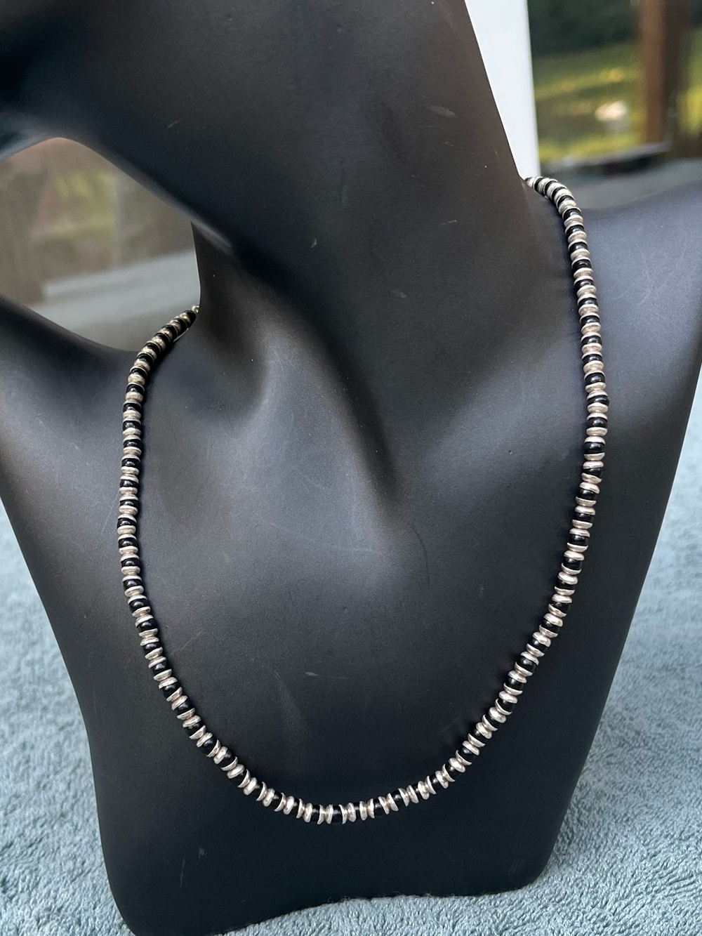 Sterling silver and onyx necklace
